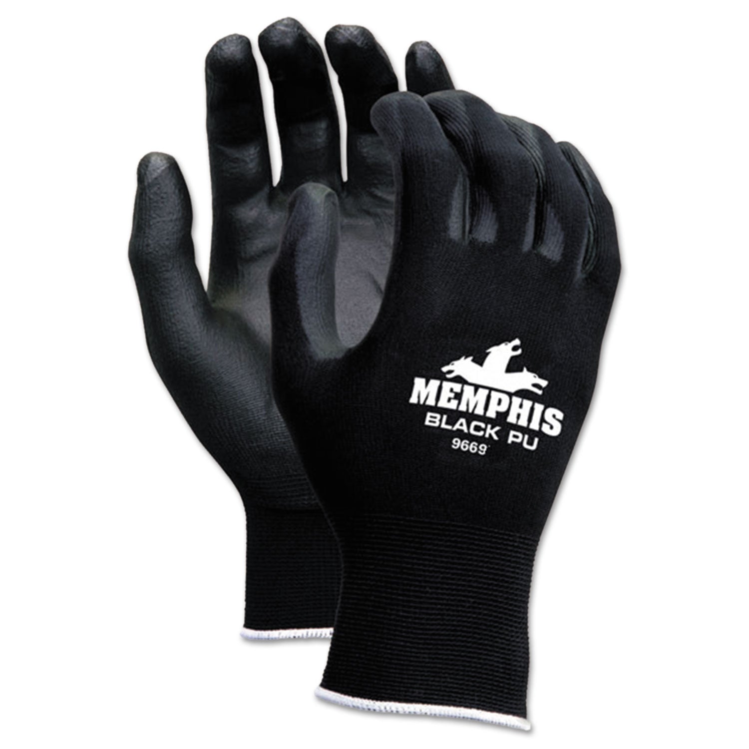 MCR Economy PU Coated Work Gloves, Black, Large, 1 Dozen