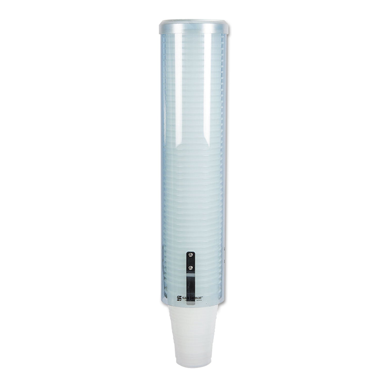 San Jamar Large Pull-Type Water Cup Dispenser, For 12 oz Cups, Translucent Blue
