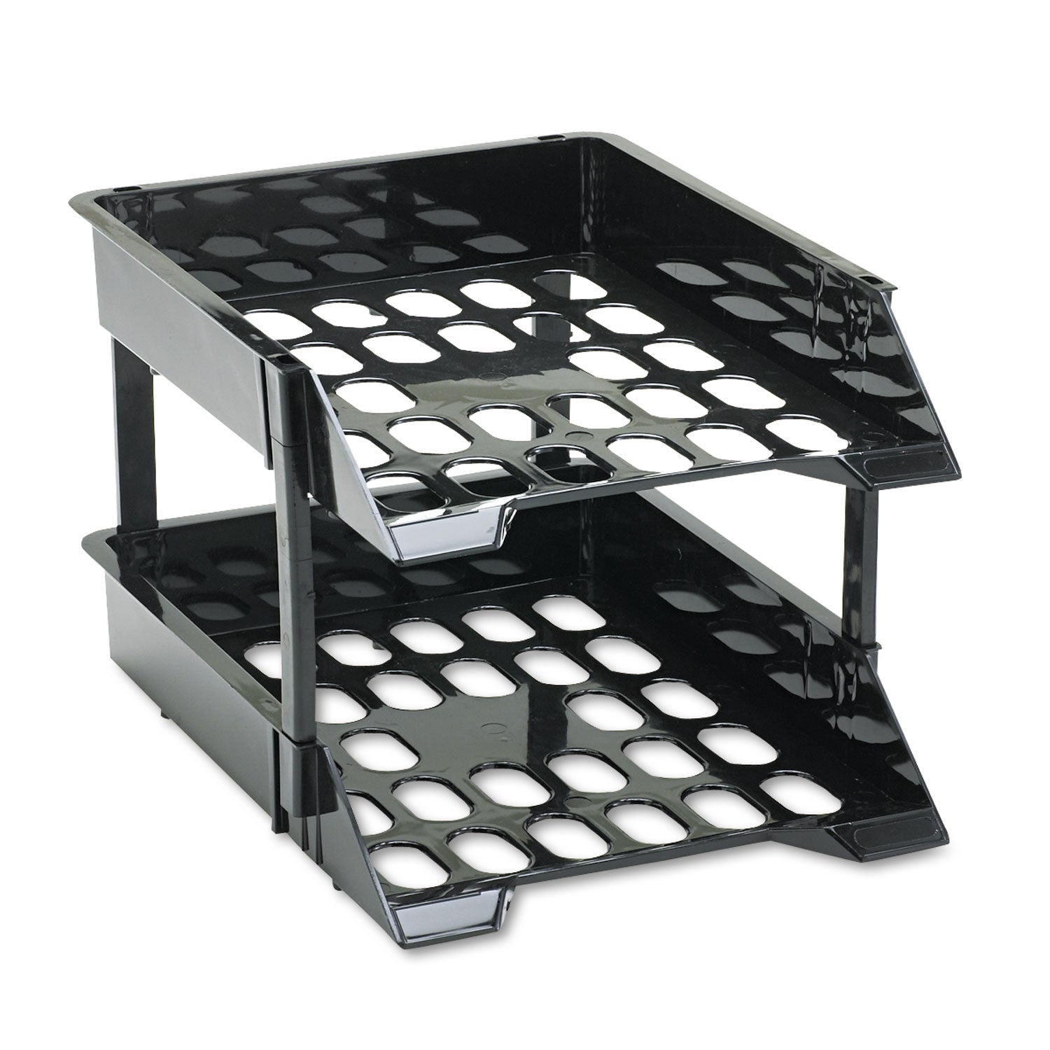 deflecto SuperTray Countertop Tray Set, 2 Sections, Letter to Legal Size Files, 11" x 14.88" x 2.5", Black, 2/Pack