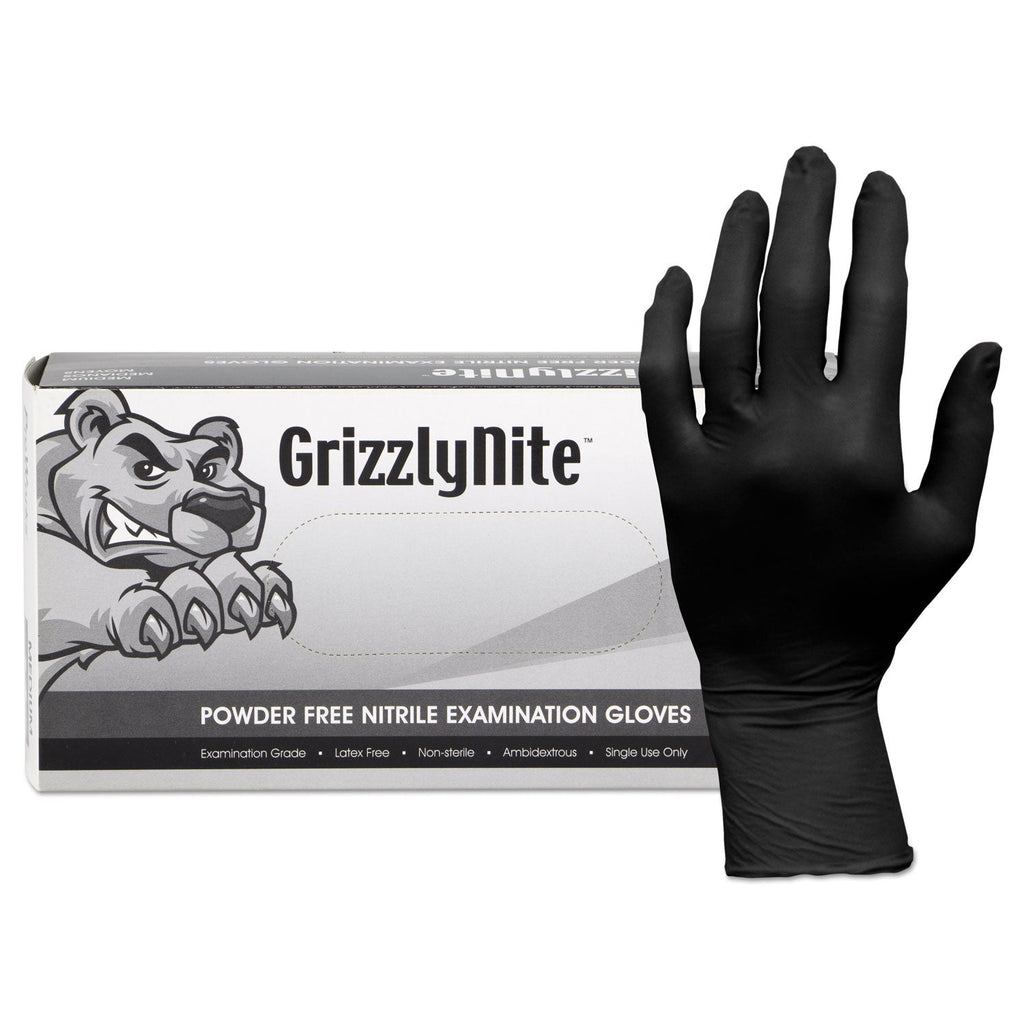 HOSPECO ProWorks GrizzlyNite Nitrile Gloves, Black, X-Large, 1000/CT