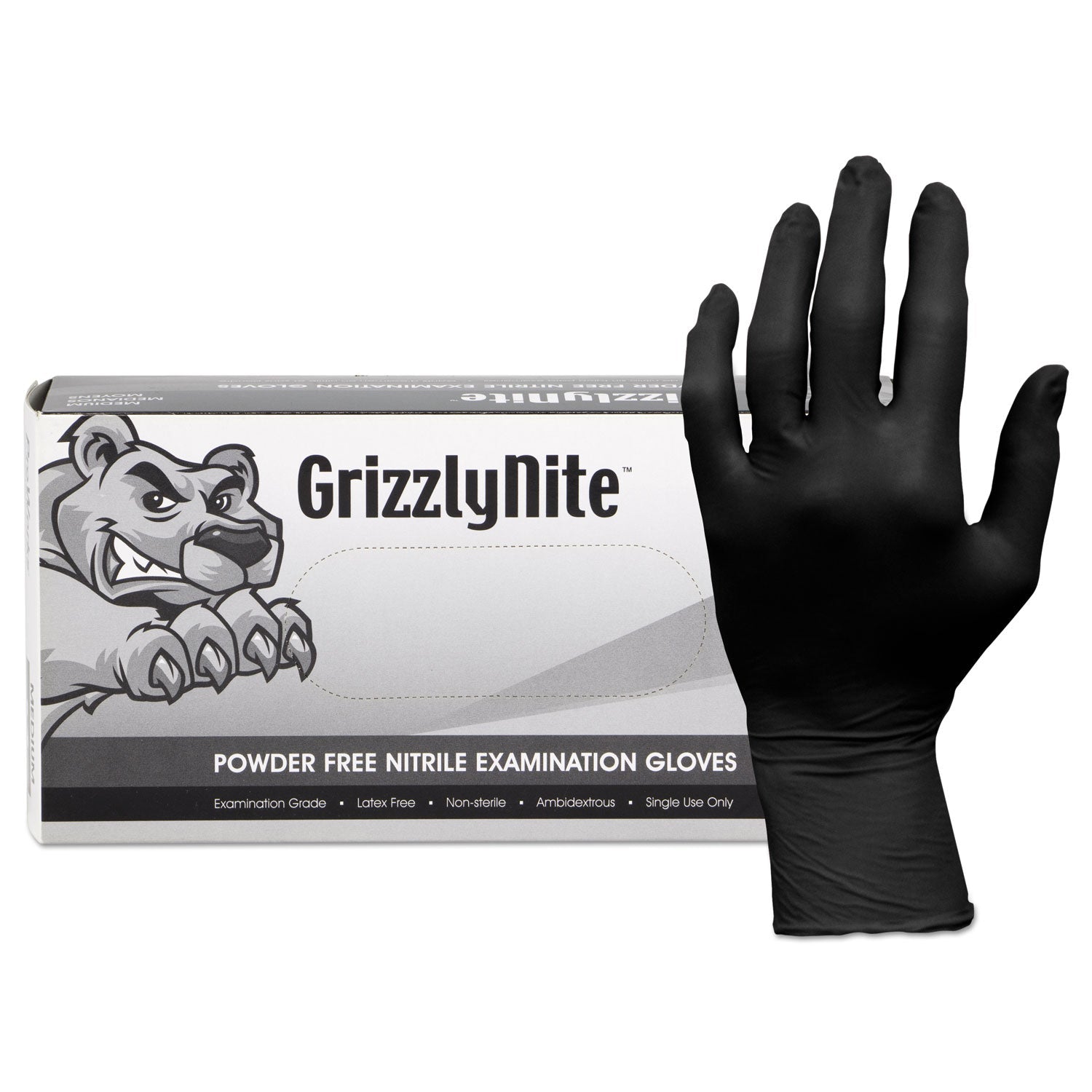 HOSPECO ProWorks GrizzlyNite Nitrile Gloves, Black, X-Large, 1000/CT