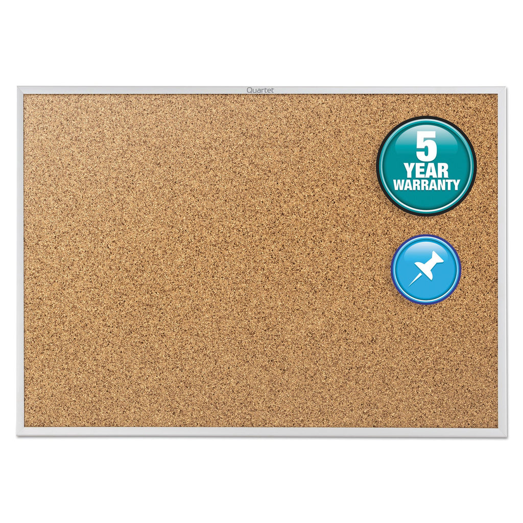 Quartet Classic Series Cork Bulletin Board, 60 x 36, Silver Aluminum Frame