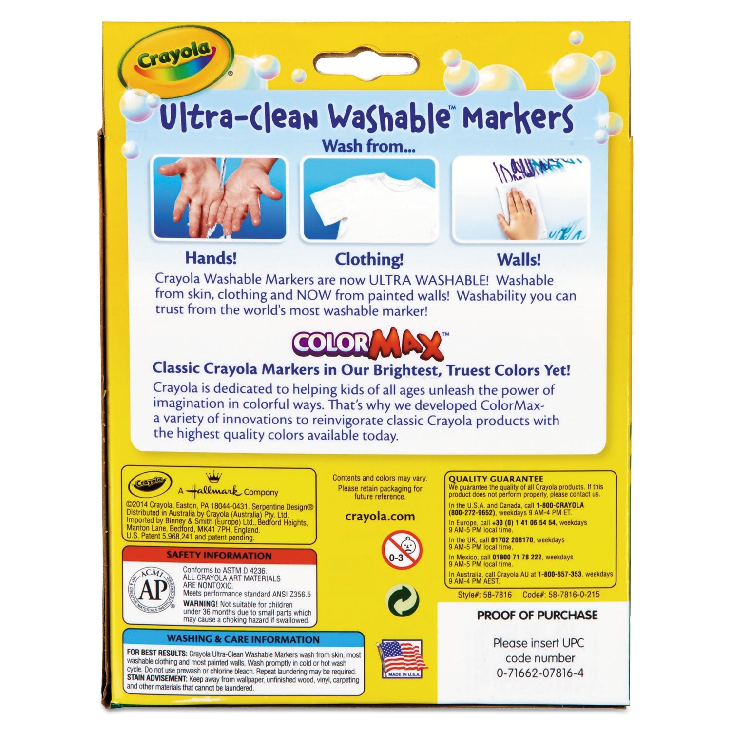 Crayola Tropical Color Washable Markers, Broad Bullet Tip, Assorted Colors, 8/Pack