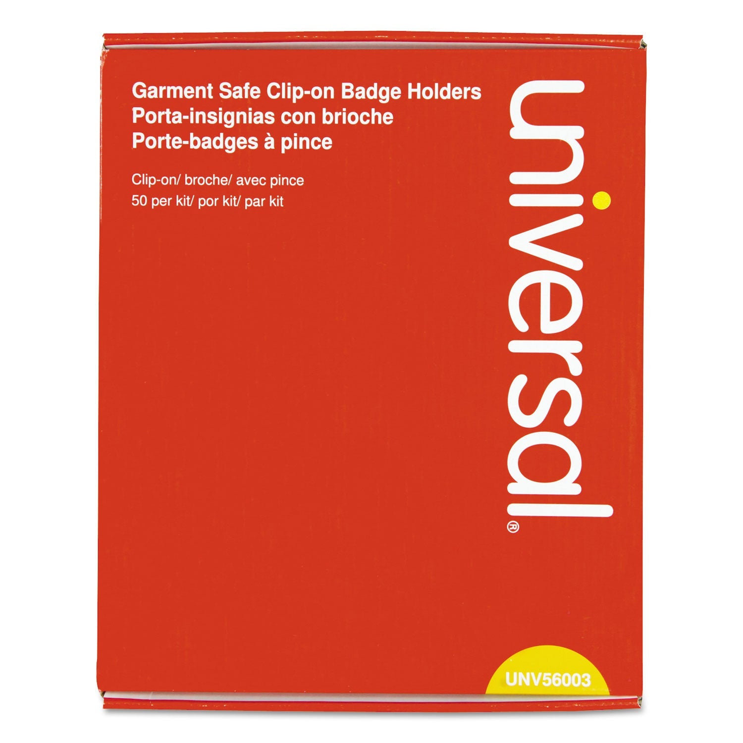 Universal Clear Badge Holders w/Garment-Safe Clips, 2 1/4 x 3 1/2, White Inserts, 50/Box