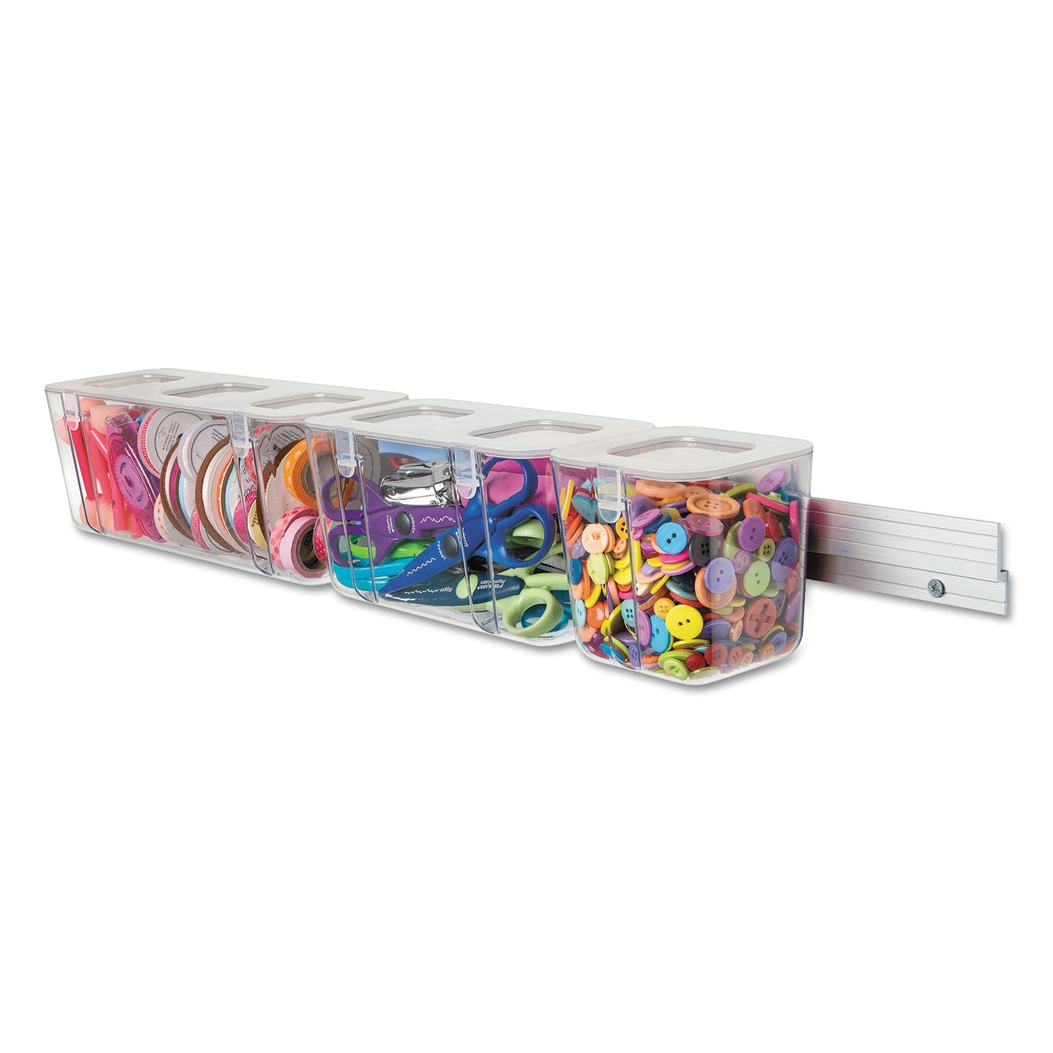deflecto Stackable Caddy Organizer, Medium, Plastic, 8.8 x 4 x 4.38, White
