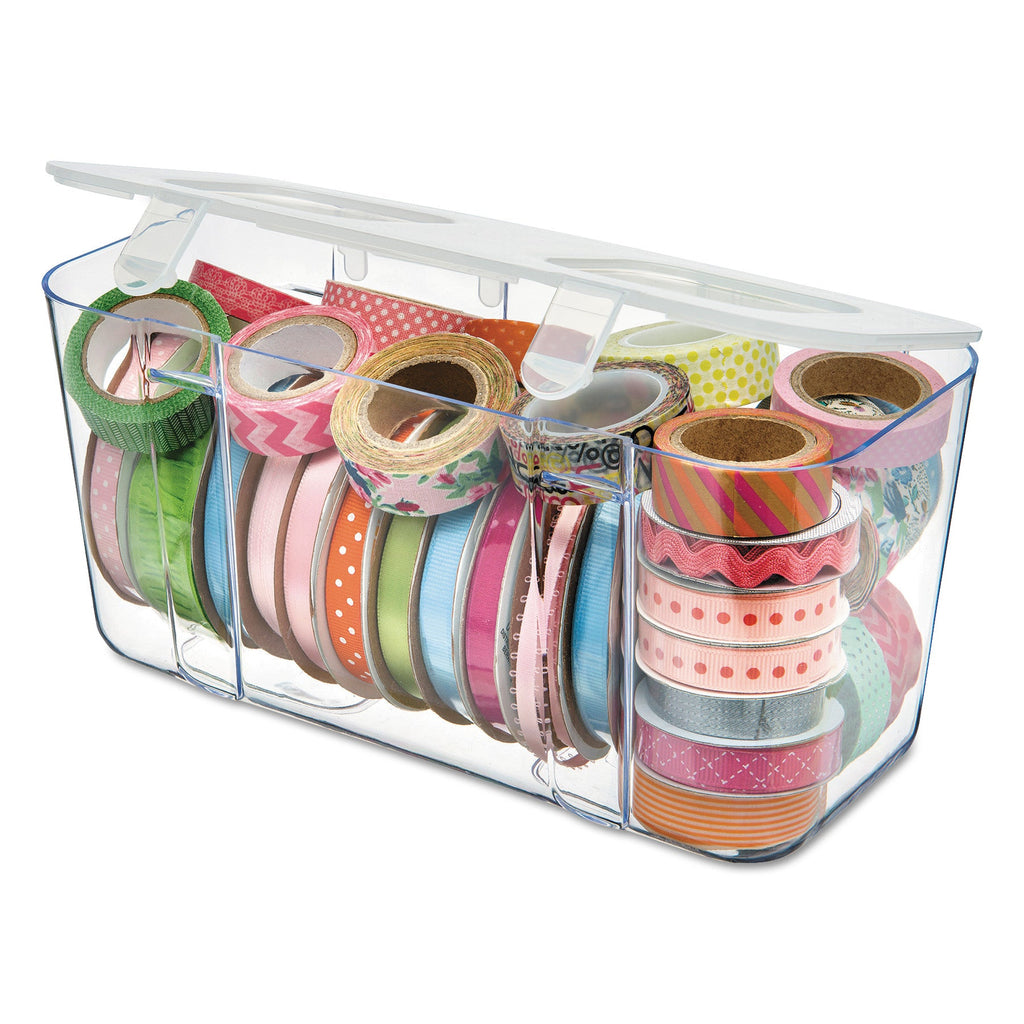 deflecto Stackable Caddy Organizer, Medium, Plastic, 8.8 x 4 x 4.38, White