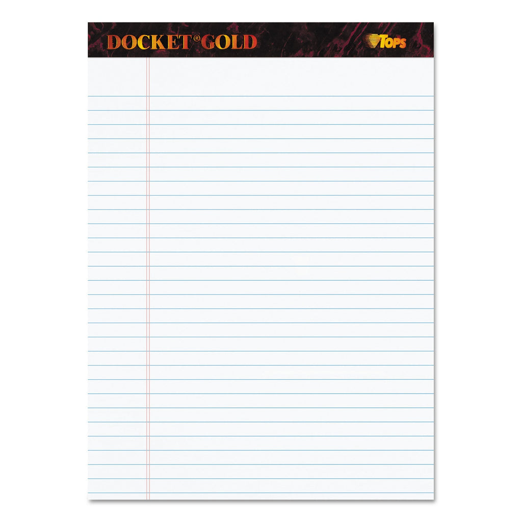 TOPS Docket Gold Ruled Perforated Pads, Wide/Legal Rule, 50 White 8.5 x 11.75 Sheets, 12/Pack