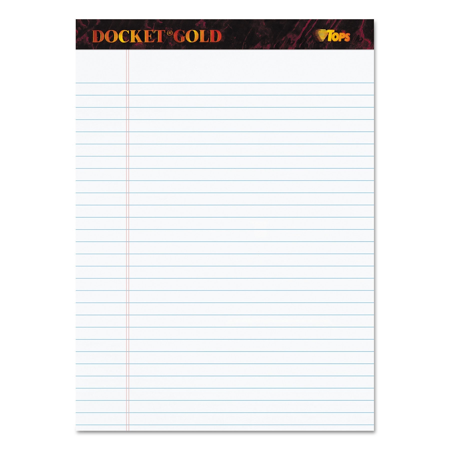TOPS Docket Gold Ruled Perforated Pads, Wide/Legal Rule, 50 White 8.5 x 11.75 Sheets, 12/Pack