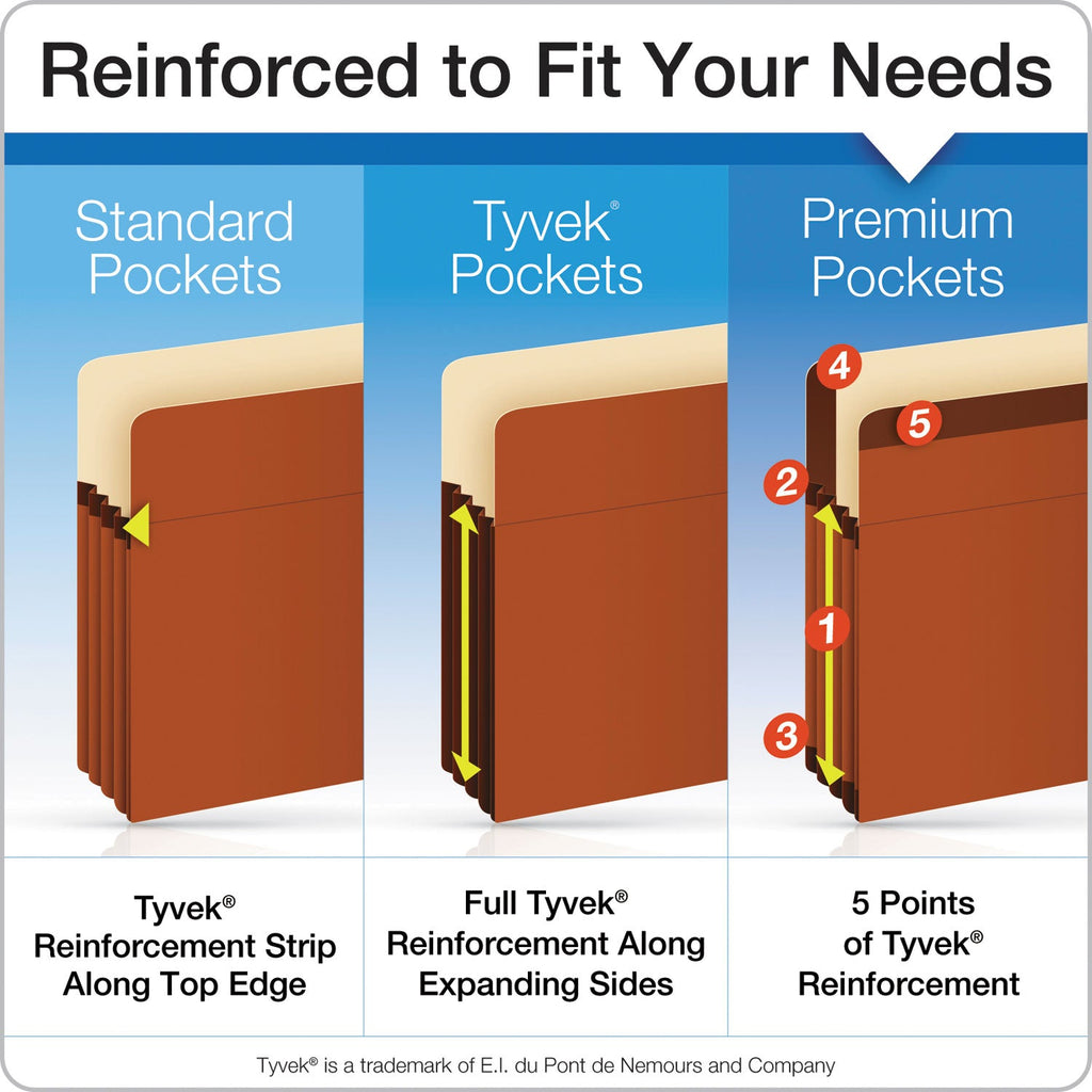 Pendaflex Pocket File, 3.5" Expansion, Letter Size, Red Fiber