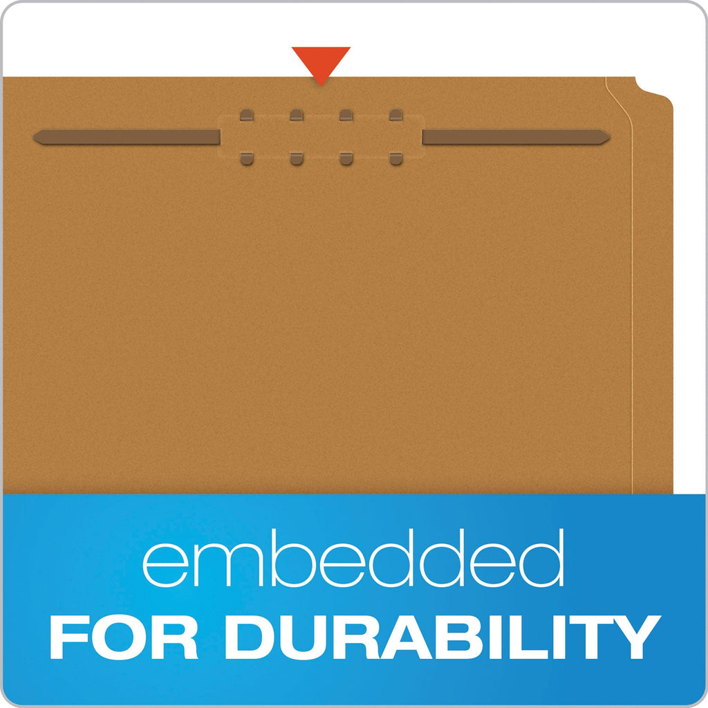 Pendaflex Kraft Fastener Folders, 1/3-Cut Tabs: Assorted, 2 Fasteners, Letter Size, Kraft Exterior, 50/Box
