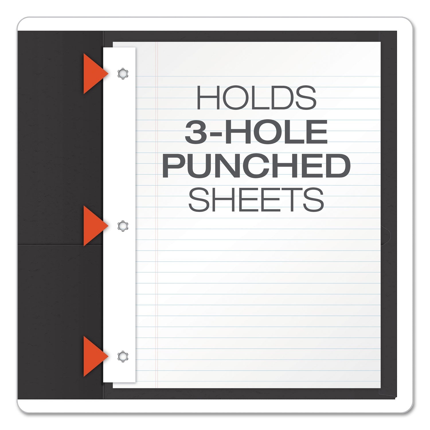 Oxford Twin-Pocket Folders with 3 Fasteners, 0.5" Capacity, 11 x 8.5, Black 25/Box