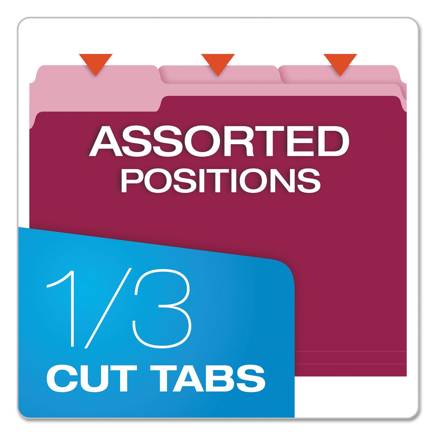 Pendaflex Colored File Folders, 1/3-Cut Tabs: Assorted, Letter Size, Burgundy/Light Burgundy, 100/Box