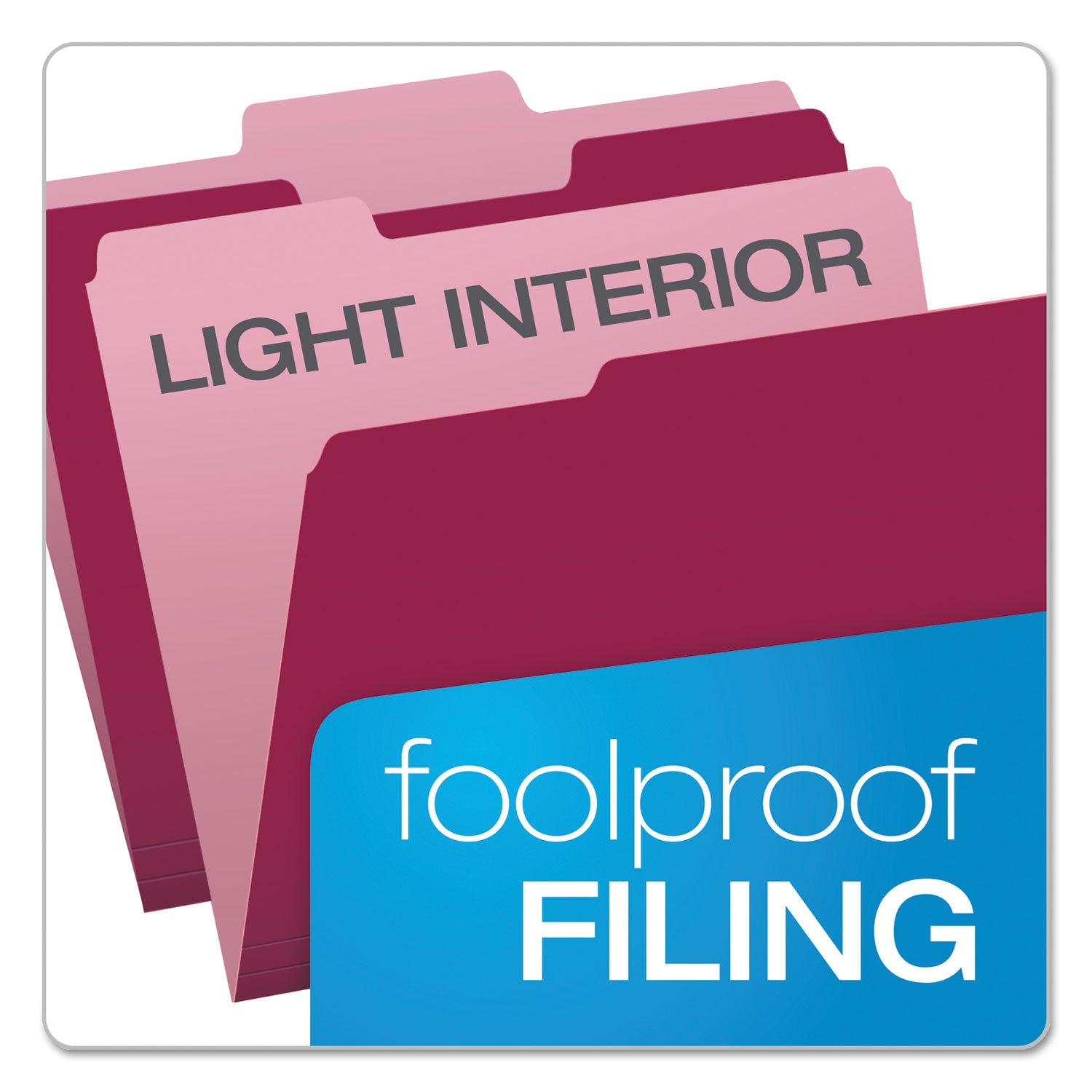 Pendaflex Colored File Folders, 1/3-Cut Tabs: Assorted, Letter Size, Burgundy/Light Burgundy, 100/Box