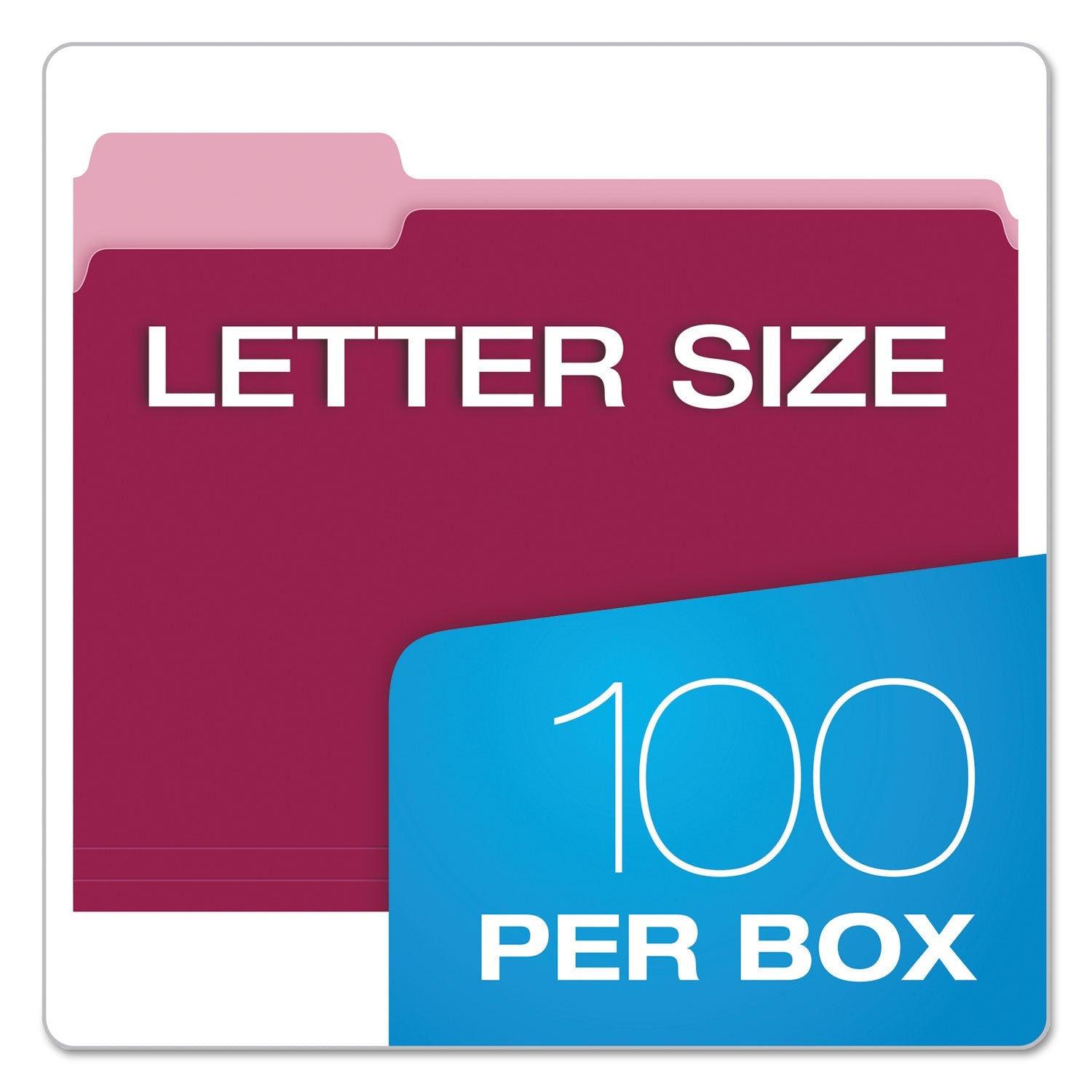 Pendaflex Colored File Folders, 1/3-Cut Tabs: Assorted, Letter Size, Burgundy/Light Burgundy, 100/Box