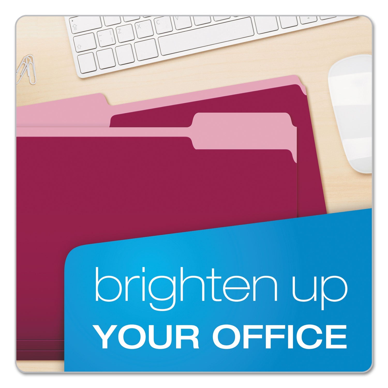 Pendaflex Colored File Folders, 1/3-Cut Tabs: Assorted, Letter Size, Burgundy/Light Burgundy, 100/Box
