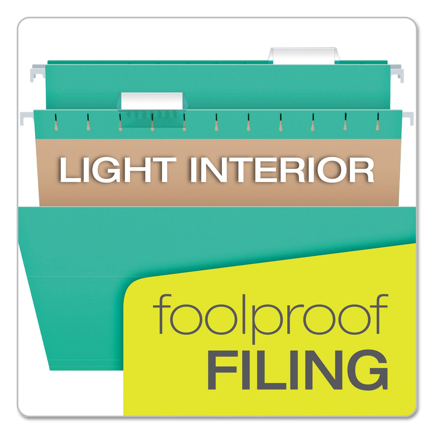 Pendaflex Colored Hanging Folders, Letter Size, 1/5-Cut Tabs, Aqua, 25/Box