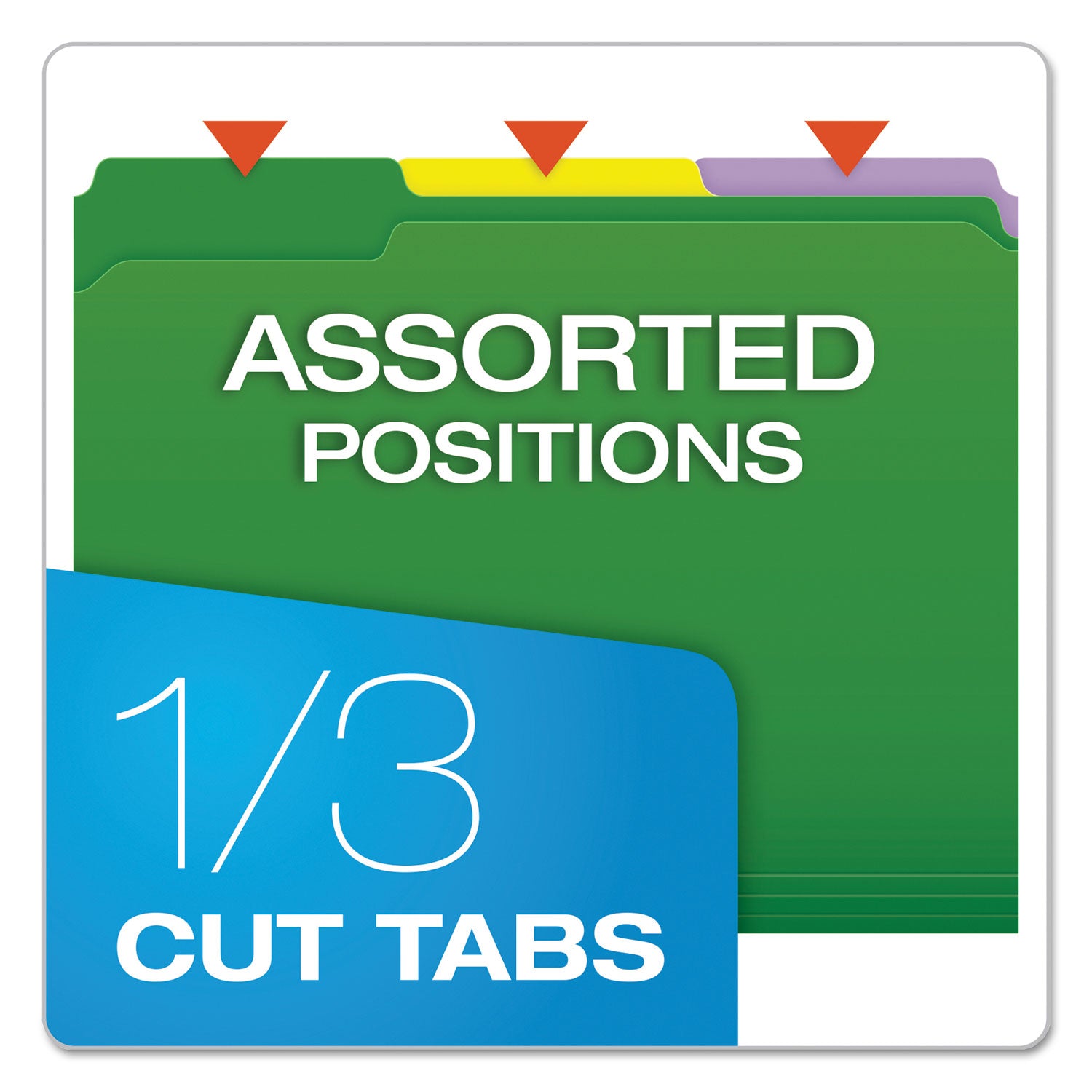 Pendaflex Double-Ply Reinforced Top Tab Colored File Folders, 1/3-Cut Tabs: Assorted, Letter, 0.75" Expansion, Assorted Colors, 100/Box