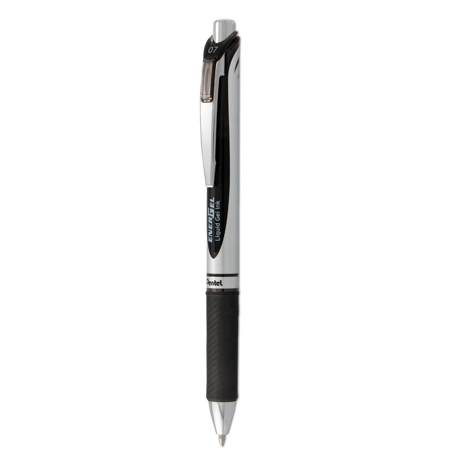 Pentel EnerGel RTX Gel Pen, Retractable, Medium 0.7 mm, Black Ink, Black/Gray Barrel