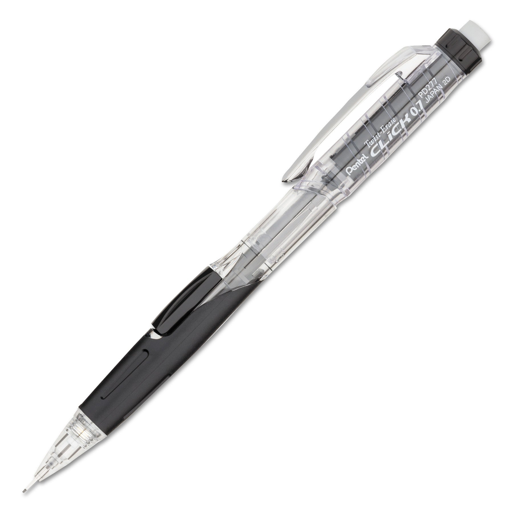 Pentel Twist-Erase CLICK Mechanical Pencil, 0.7 mm, HB (#2.5), Black Lead, Black Barrel