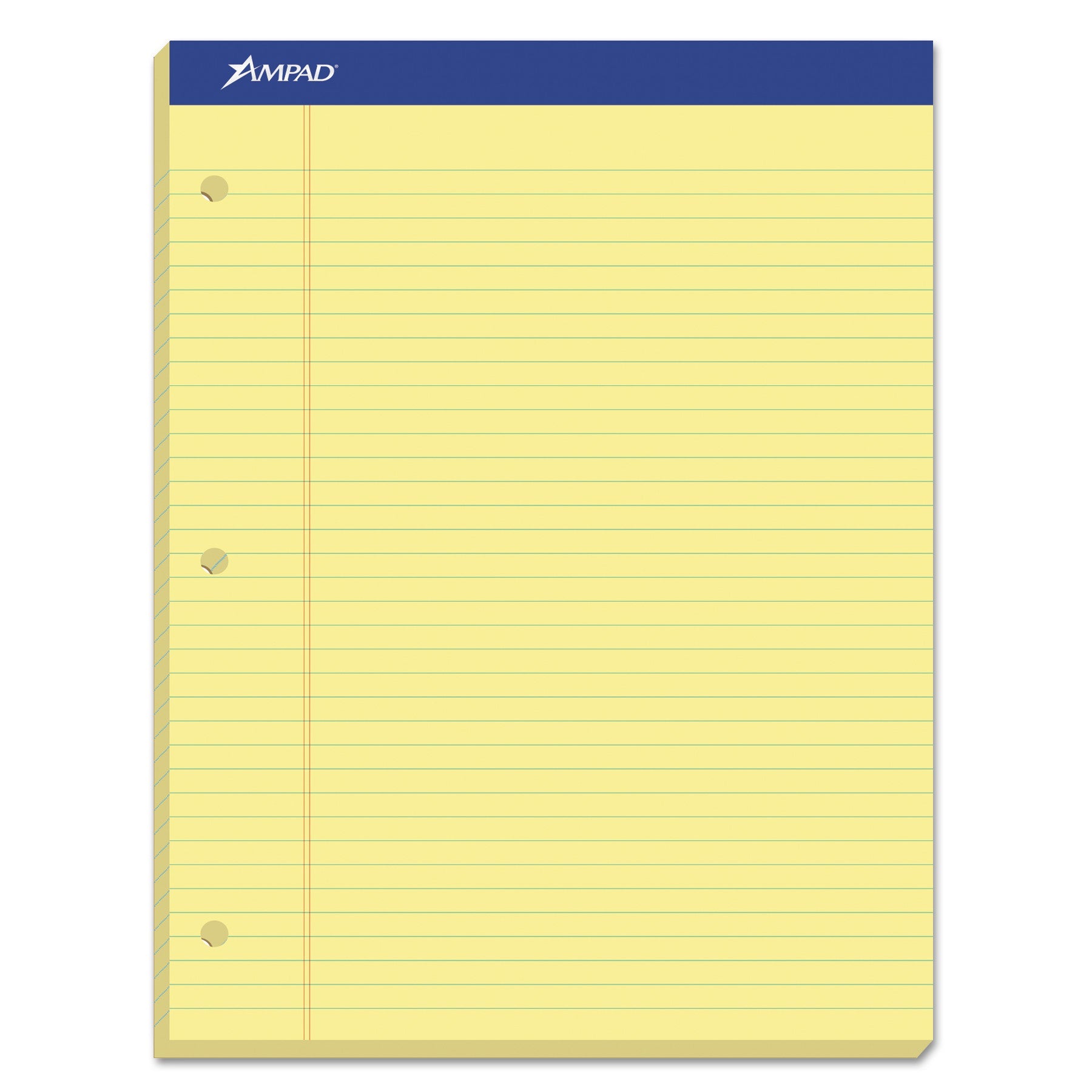 Ampad Double Sheet Pads, Narrow Rule, 100 Canary-Yellow 8.5 x 11.75 Sheets