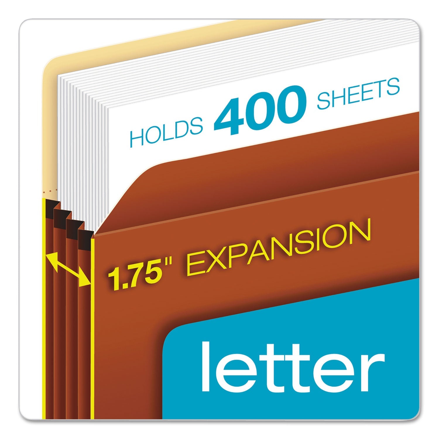 Pendaflex Standard Expanding File Pockets, 1.75" Expansion, Letter Size, Red Fiber, 25/Box