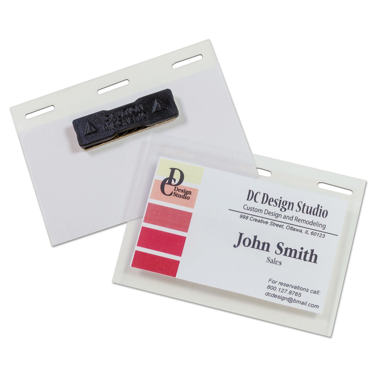 C-Line Self-Laminating Magnetic Style Name Badge Holder Kit, 2" x 3", Clear, 20/Box
