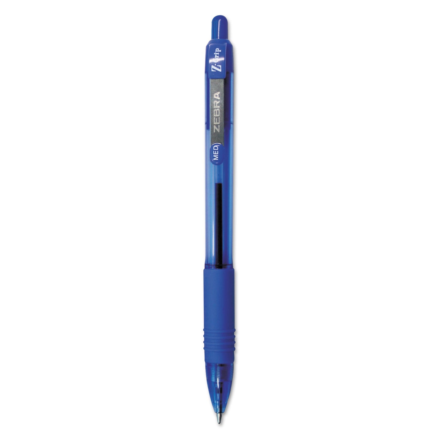 Zebra Z-Grip Ballpoint Pen, Retractable, Medium 1 mm, Blue Ink, Clear Barrel, 24/Pack