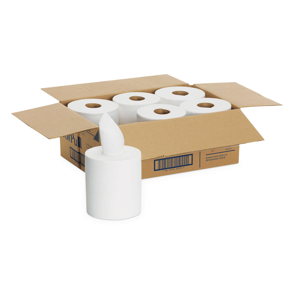 Georgia Pacific SofPull Center-Pull Perforated Paper Towels, 1-Ply, 7.8 x 15, White, 320/Roll, 6 Rolls/Carton