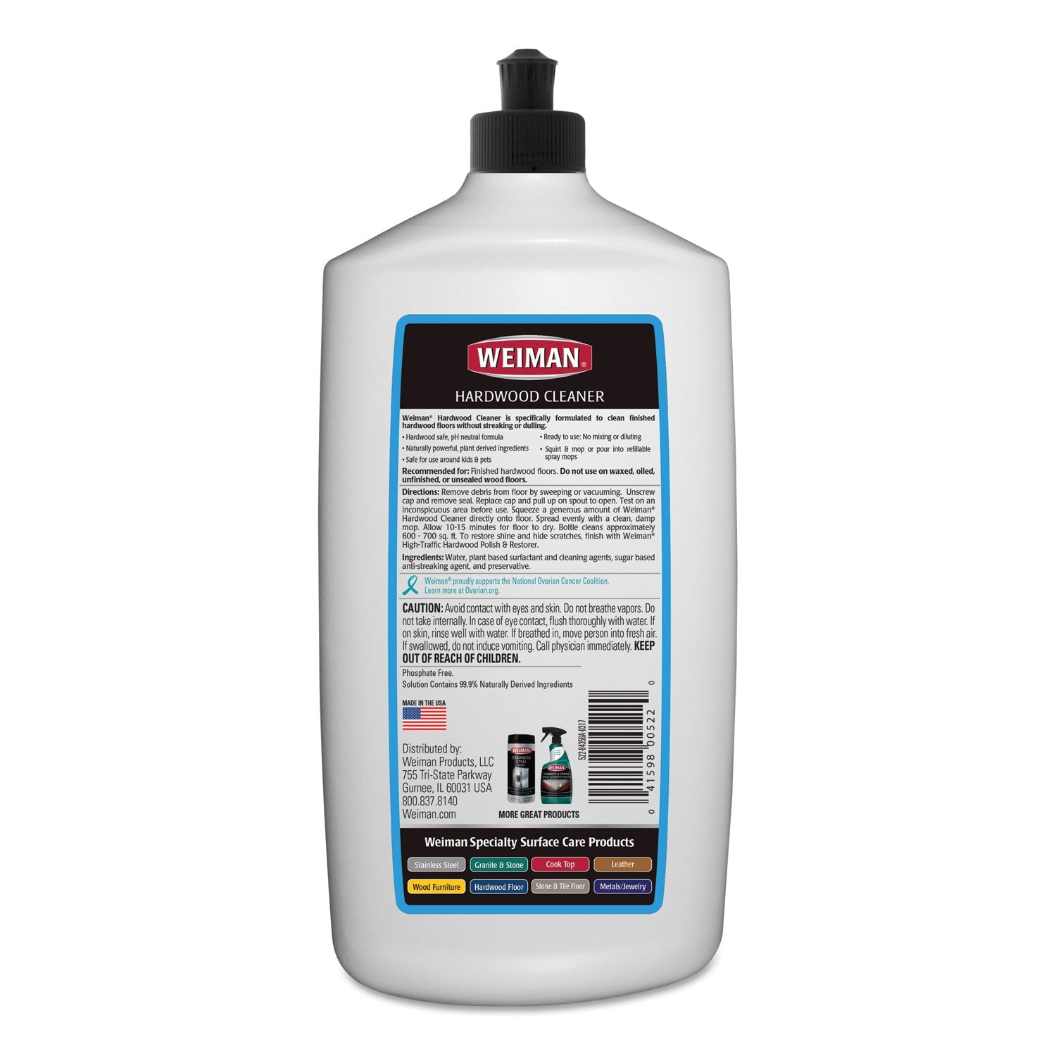 WEIMAN Hardwood Floor Cleaner, 32 oz Squeeze Bottle, 6/Carton