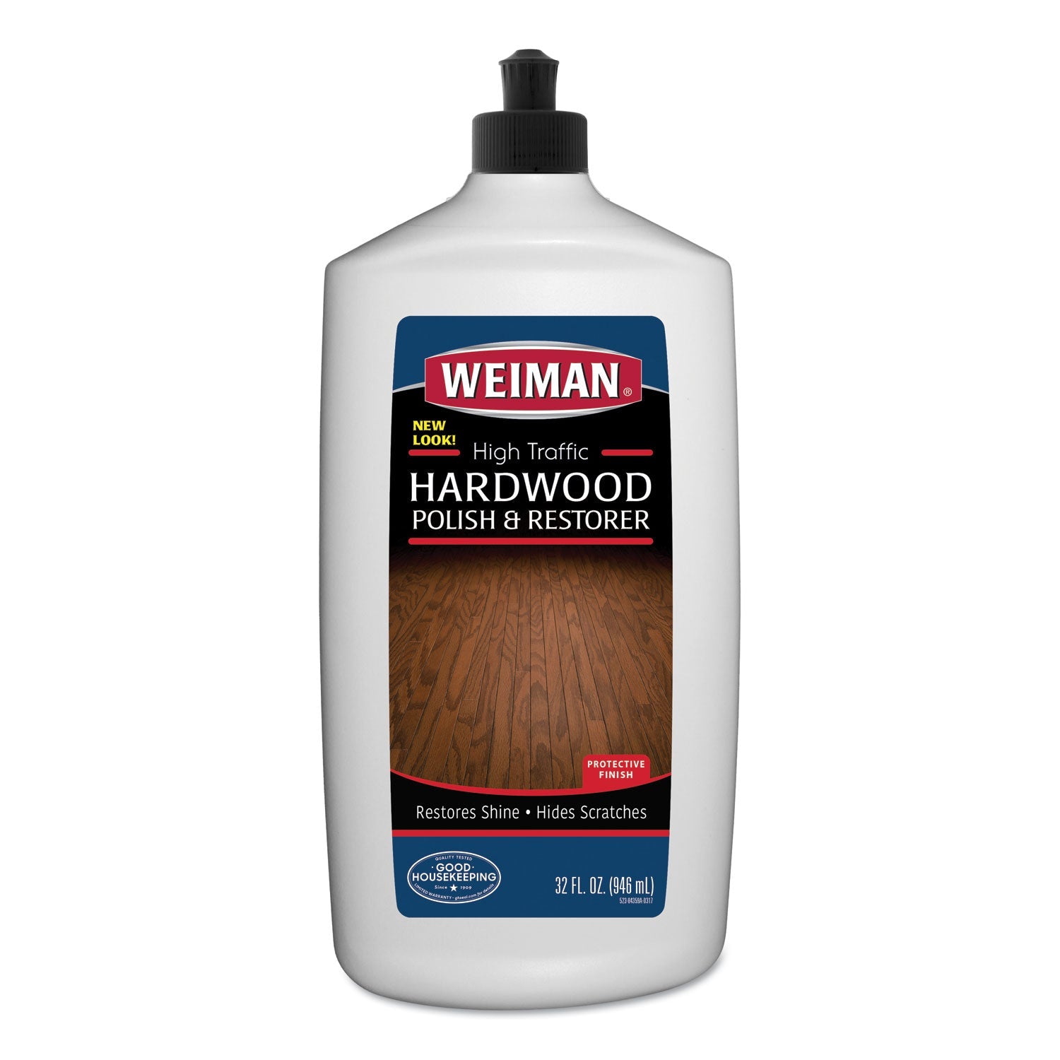 WEIMAN High Traffic Hardwood Polish and Restorer, 32 oz Squeeze Bottle, 6/Carton