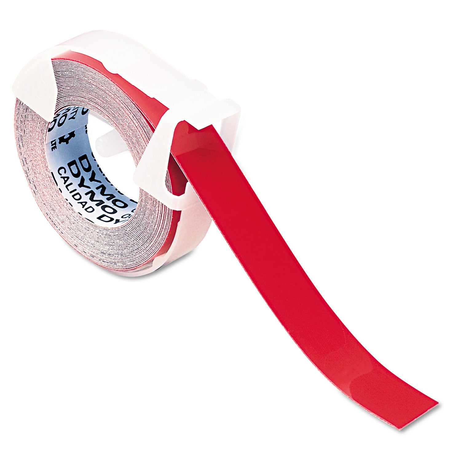 DYMO Self-Adhesive Glossy Labeling Tape for Embossers, 0.37" x 12 ft Roll, Red