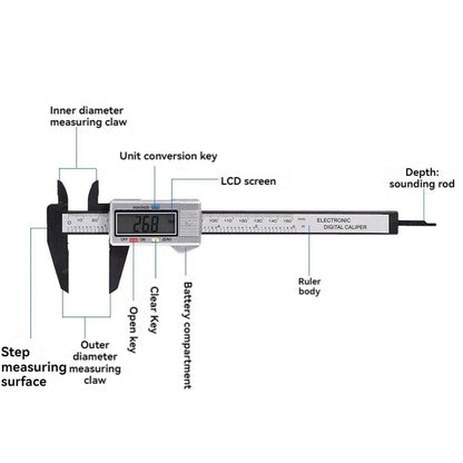 0-150mm High Strength Plastic Student Home Woodworking Gap Play Measuring Calipers Electronic Digital Calipers