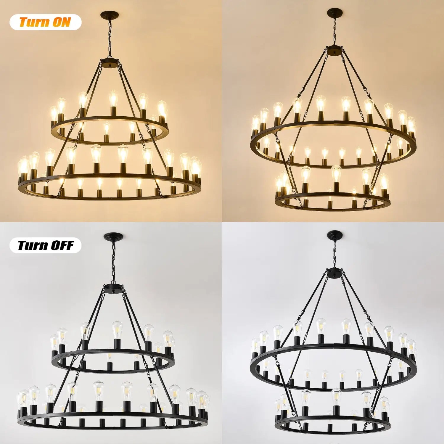 48" Wagon Wheel Hanging Lights Ceiling Chandelier for Dining & Living Room