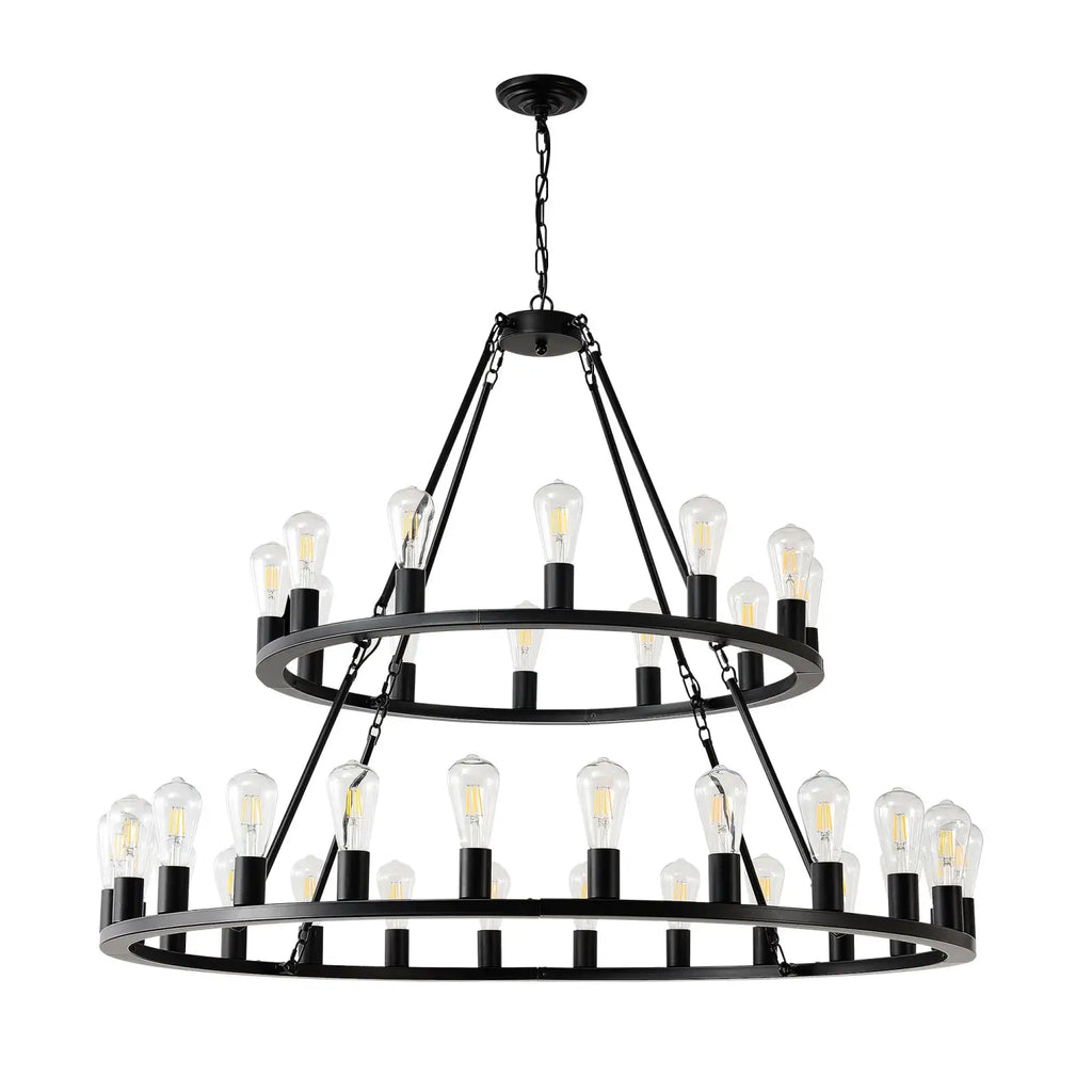 48" Wagon Wheel Hanging Lights Ceiling Chandelier for Dining & Living Room