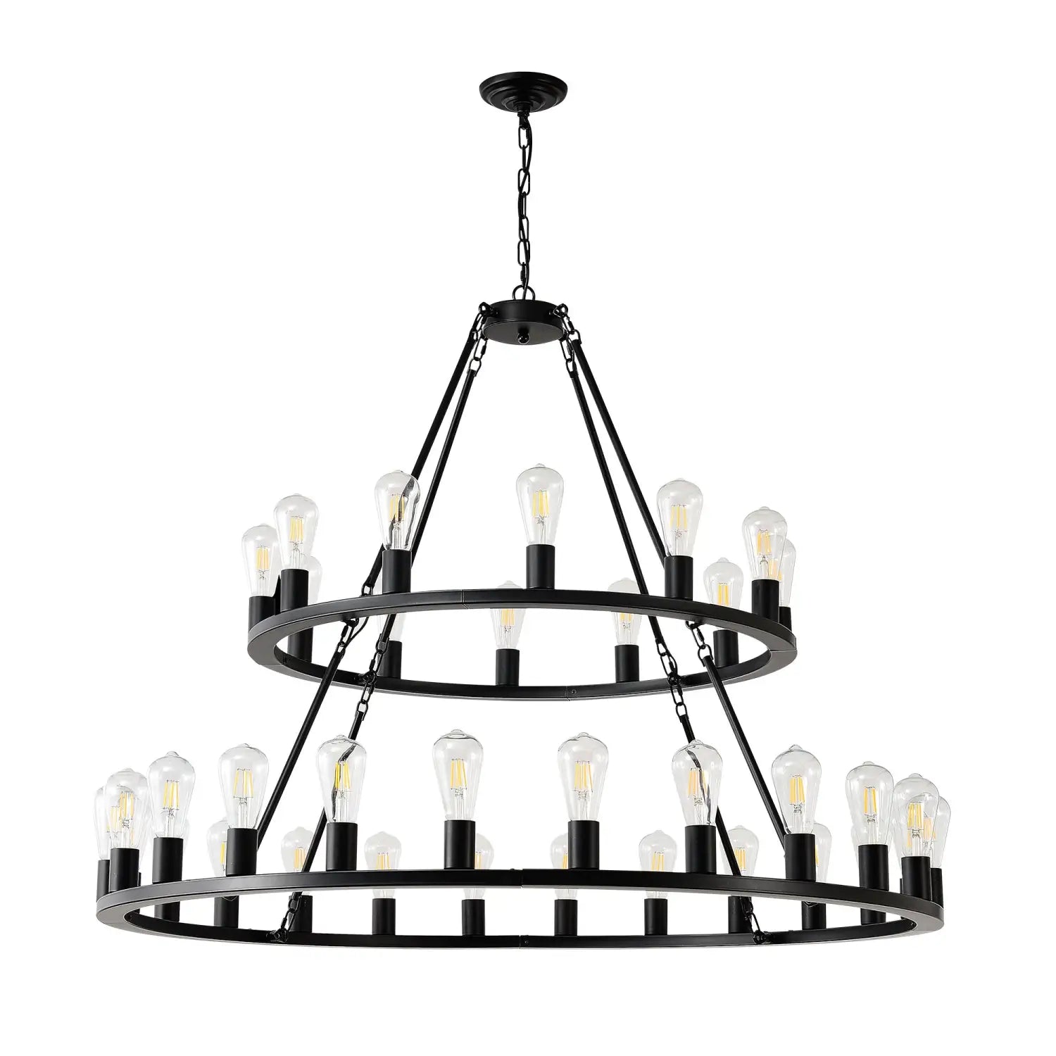 48" Wagon Wheel Hanging Lights Ceiling Chandelier for Dining & Living Room