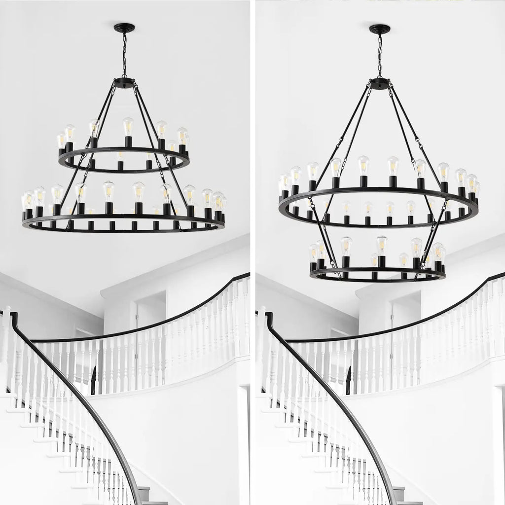 48" Wagon Wheel Hanging Lights Ceiling Chandelier for Dining & Living Room