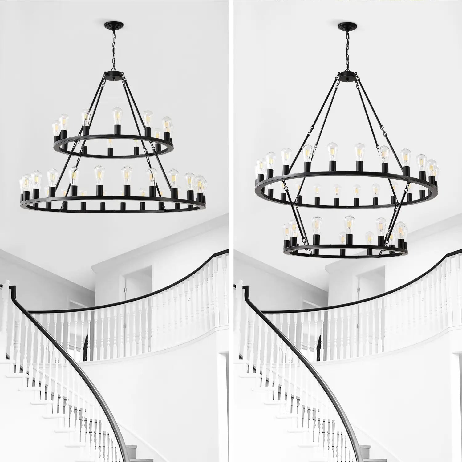 48" Wagon Wheel Hanging Lights Ceiling Chandelier for Dining & Living Room