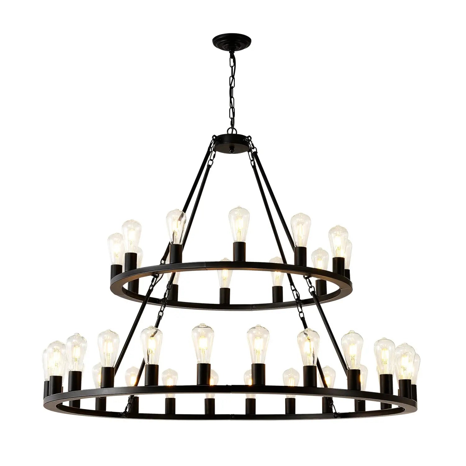 48" Wagon Wheel Hanging Lights Ceiling Chandelier for Dining & Living Room