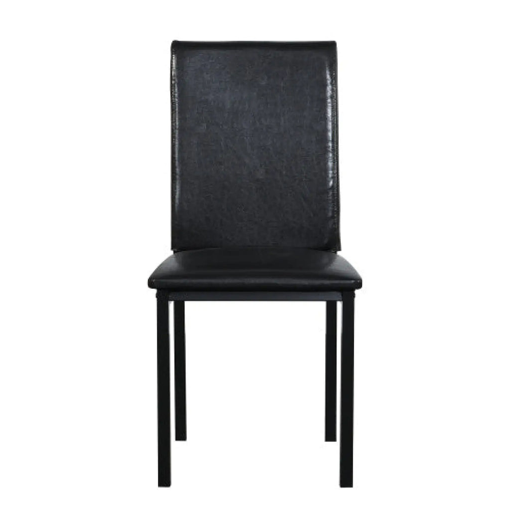 5-Piece Black Dining Table Set with Marble Style Top