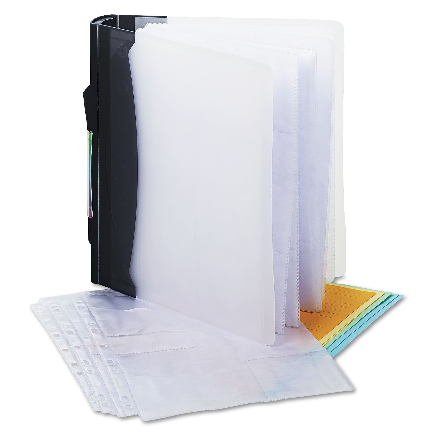 Innovera CD/DVD Three-Ring Refillable Binder, Holds 90 Discs, Midnight Blue/Clear