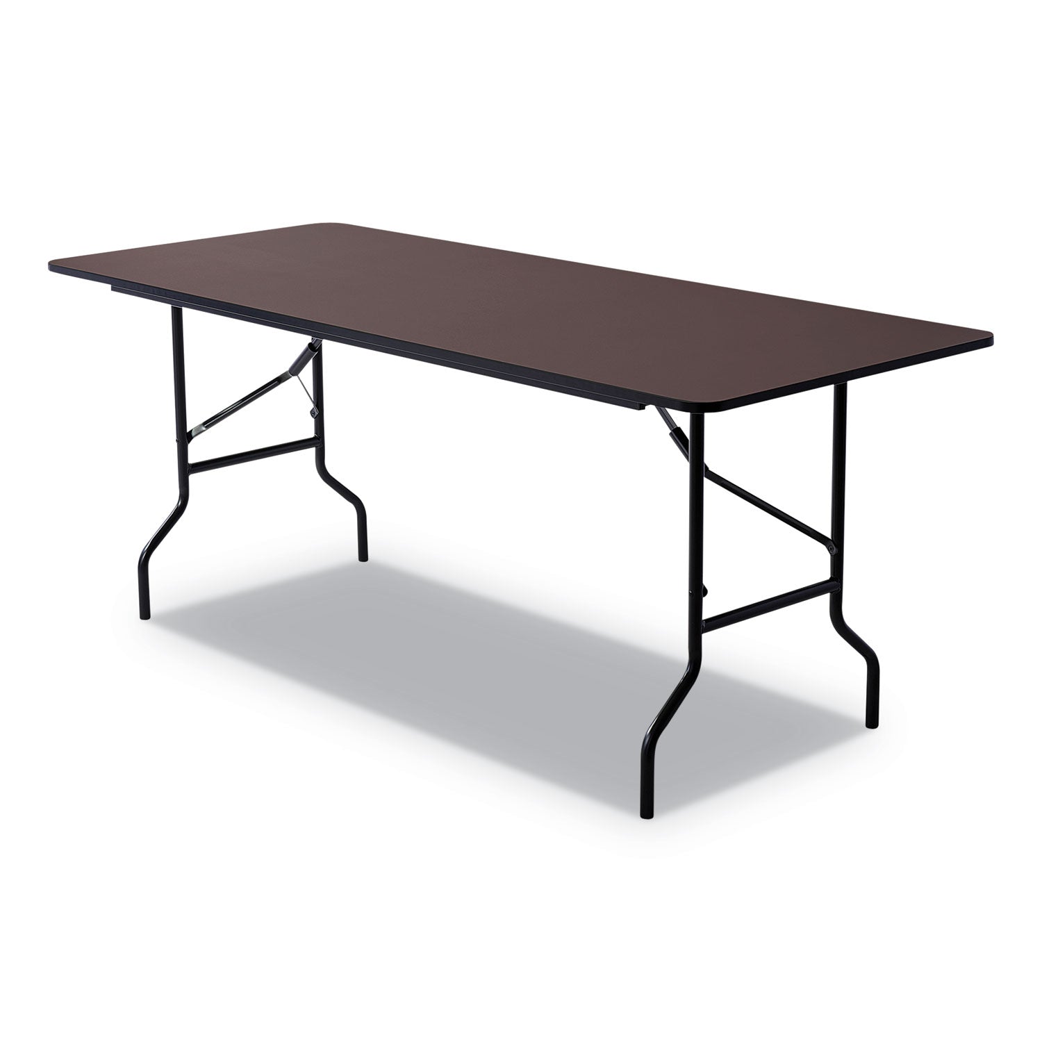 Iceberg OfficeWorks Classic Wood-Laminate Folding Table, Curved Legs, Rectangular, 72w x 30d x 29h, Walnut
