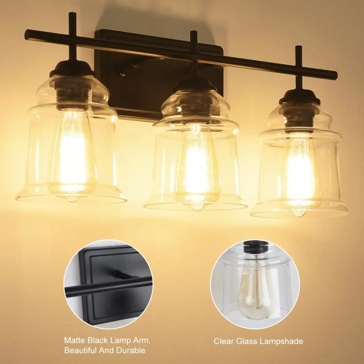 60W Elegant Wall Lights Modern with Clear Glass Sconce