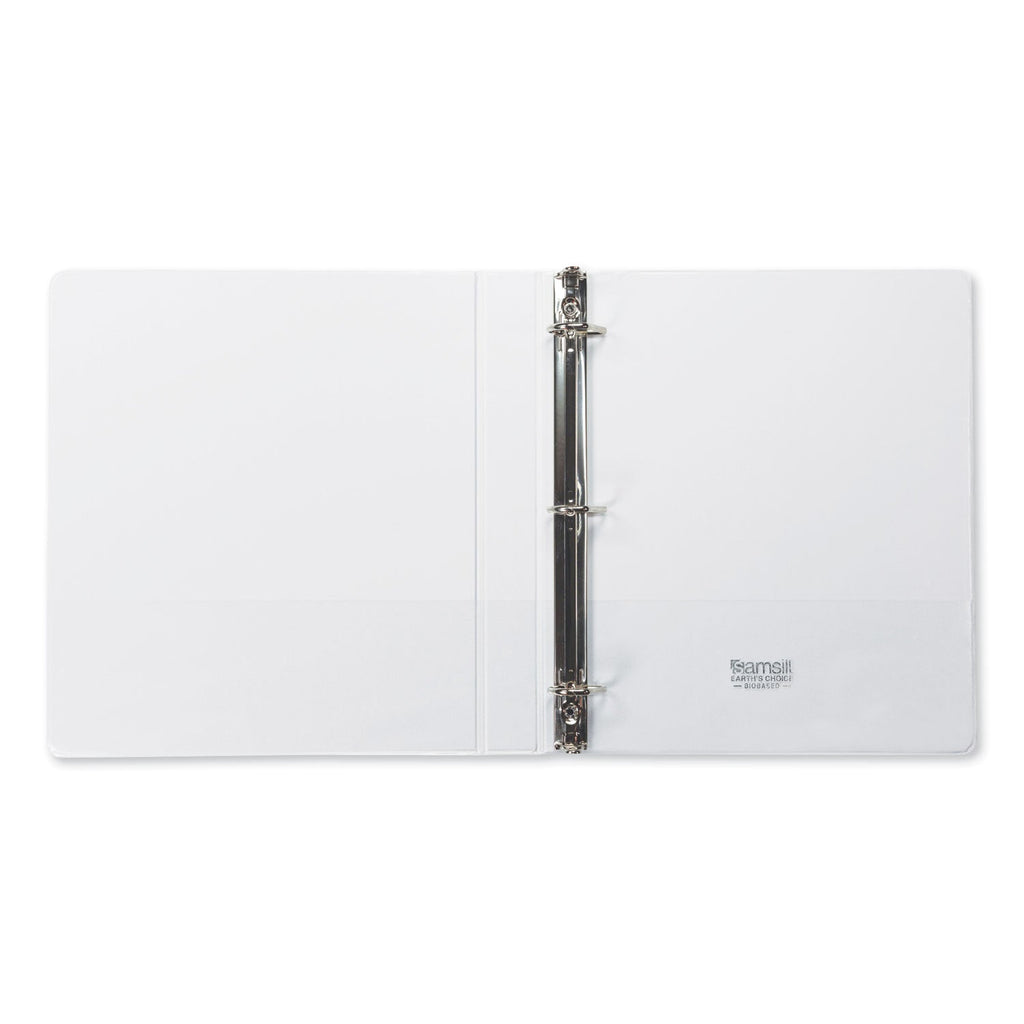 Samsill Earth's Choice Biobased D-Ring View Binder, 3 Rings, 1" Capacity, 11 x 8.5, White