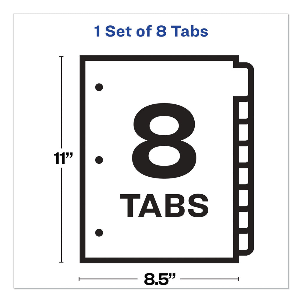 Avery Print and Apply Index Maker Clear Label Plastic Dividers w/Printable Label Strip, 8-Tab, 11 x 8.5, Frosted Clear Tabs, 1 Set