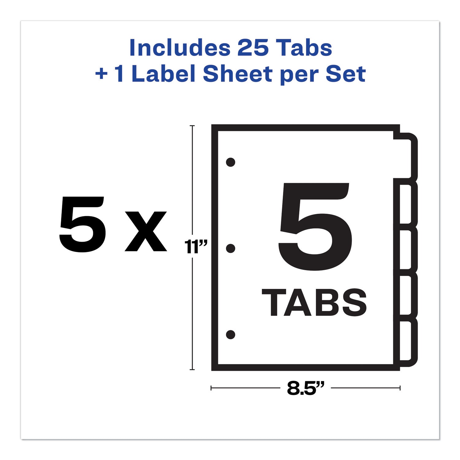 Avery Print and Apply Index Maker Clear Label Plastic Dividers with Printable Label Strip, 5-Tab, 11 x 8.5, Assorted Tabs, 5 Sets