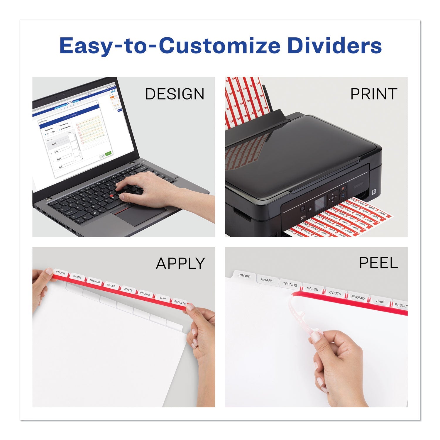Avery Print and Apply Index Maker Clear Label Plastic Dividers w/Printable Label Strip, 8-Tab, 11 x 8.5, Frosted Clear Tabs, 1 Set