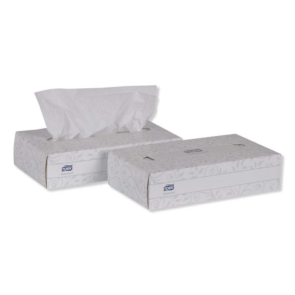 Tork Advanced Facial Tissue, 2-Ply, White, Flat Box, 100 Sheets/Box, 30 Boxes/Carton