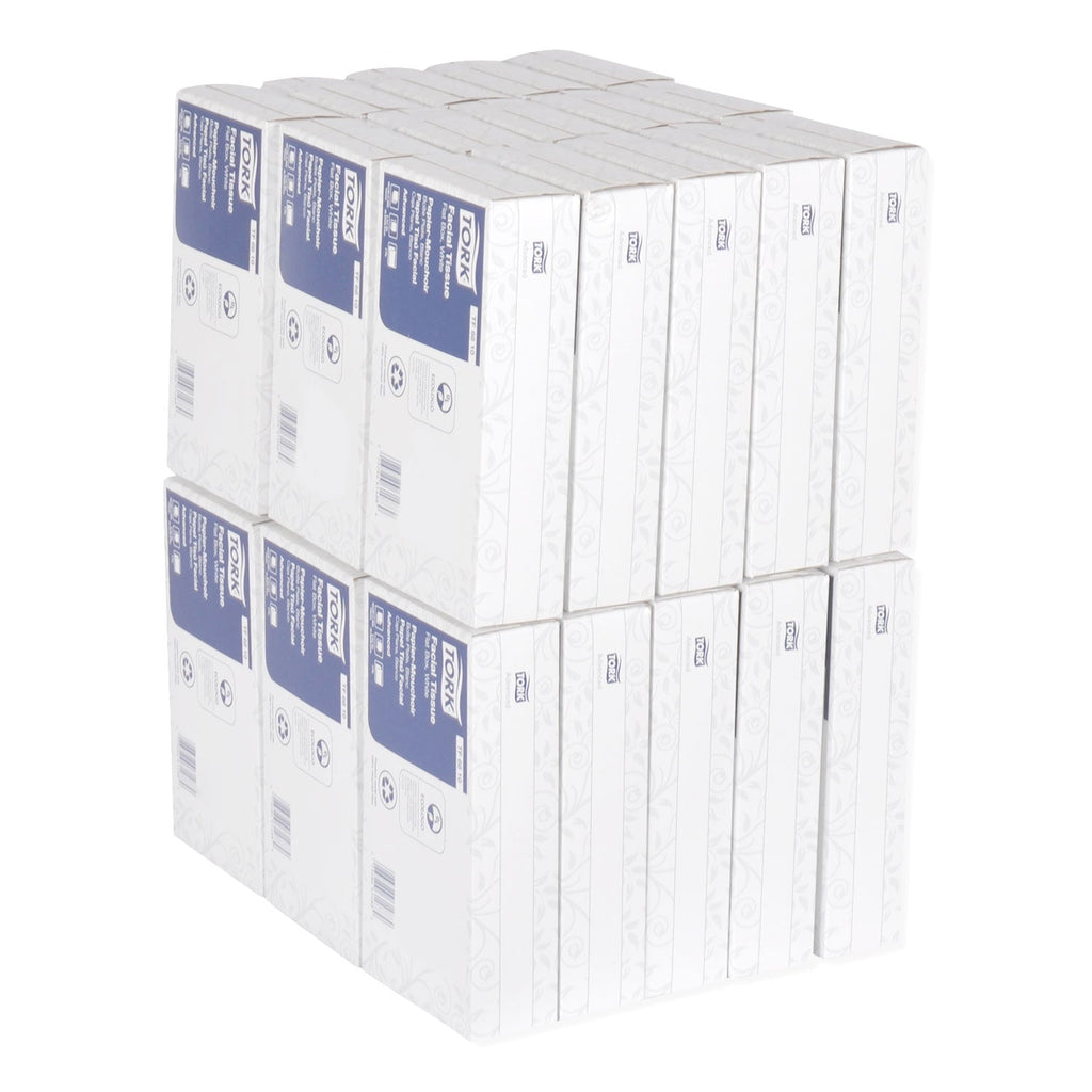 Tork Advanced Facial Tissue, 2-Ply, White, Flat Box, 100 Sheets/Box, 30 Boxes/Carton