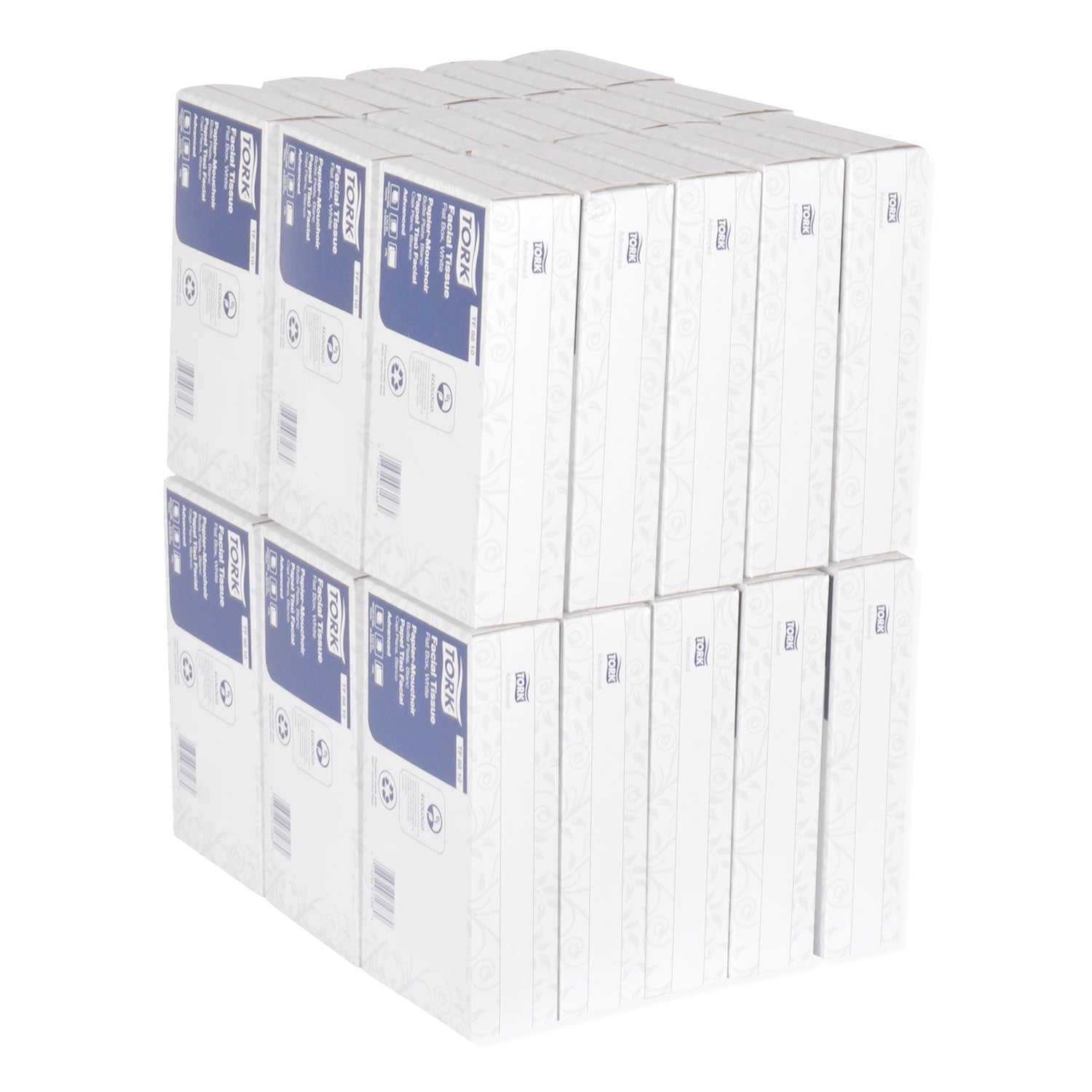 Tork Advanced Facial Tissue, 2-Ply, White, Flat Box, 100 Sheets/Box, 30 Boxes/Carton