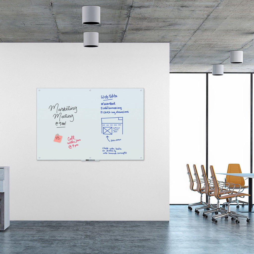 U Brands Magnetic Glass Dry Erase Board Value Pack, 72 x 48, White